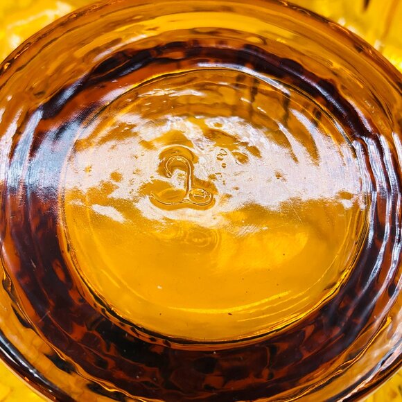 Vintage 70s Libbey Amber Glass COUNTRY GARDEN Goblet- Set of 2: Retro Barware - Picture 5 of 7